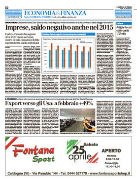 Articolo del Giornale di Vicenza sul convegno USA: un mercato in continua ascesa - 25/04/2015